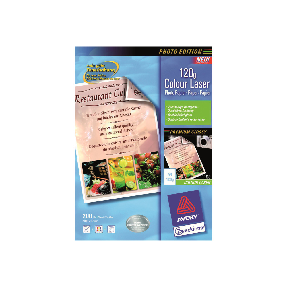 Produktbild för Avery Zweckform Superior Colour Laser Paper 1198 - fotopapper - blank - 200 ark - A4 - 120 g/m²