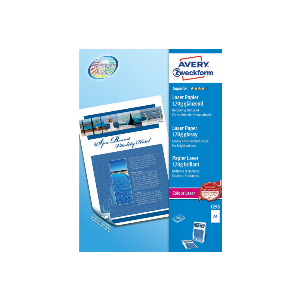 Produktbild för Avery Zweckform Superior Colour Laser Paper 1298 - fotopapper - blank - 200 ark - A4 - 170 g/m²