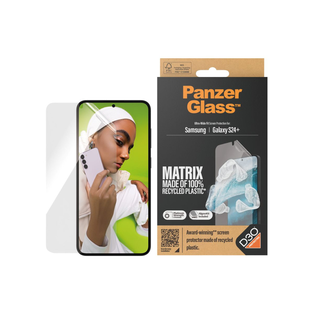 Produktbild för PanzerGlass Matrix - skärmskydd för mobiltelefon - med D3O, ultrabred passning med AlignerKit
