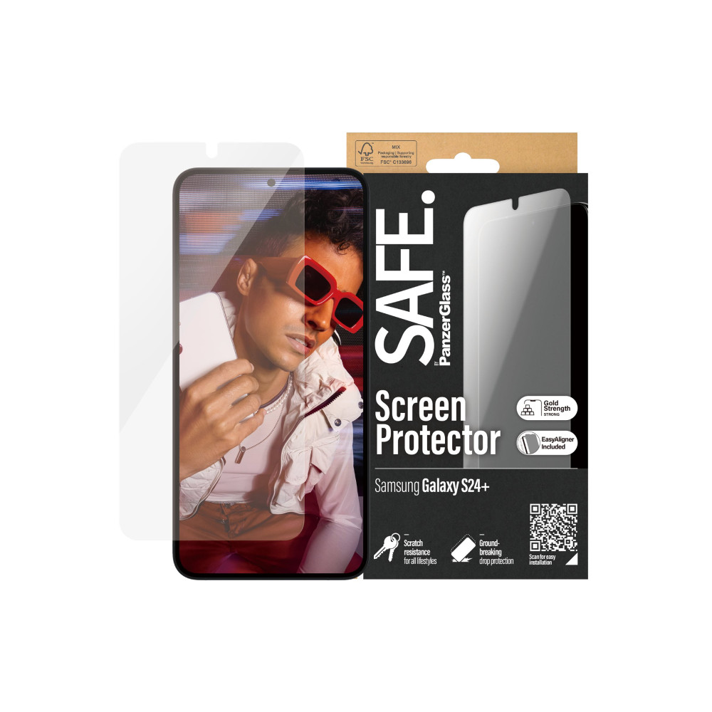 Produktbild för SAFE. by PanzerGlass - skärmskydd för mobiltelefon - ultrabred passning med EasyAligner