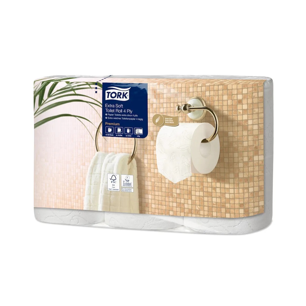 Produktbild för Toalettpapper Tork T4 Extra Soft Premium, 4-lagers, vitt