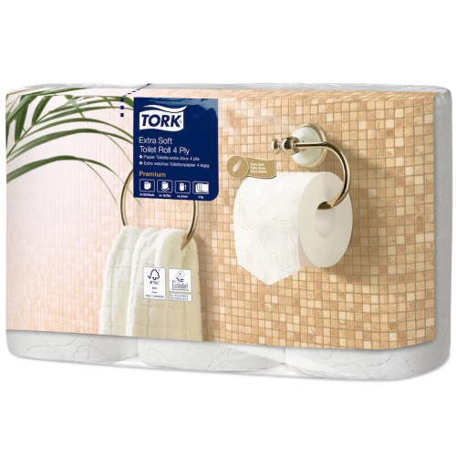 TORK Toalettpapper Tork T4 Extra Soft Premium, 4-lagers, vitt