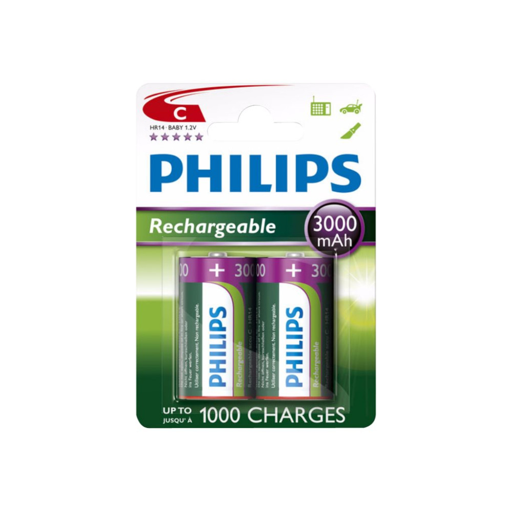 Produktbild för Philips R14B2A300 batteri - 2 x C - NiMH