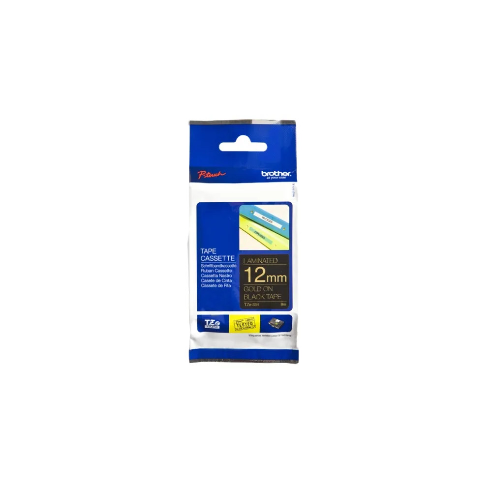 Produktbild för Brother TZe-334 - bandlaminat - 1 kassett(er) - Rulle (1,2 cm x 8 m)