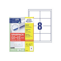 Produktbild för Universaletiketter Avery 97x67,7 mm, hvid med Ultragrip + 30...