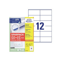 Produktbild för Universaletiketter Avery 105x48 mm, hvid med Ultragrip + 30%...