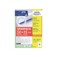 Produktbild för Universaletiketter Avery 105x48 mm, hvid med Ultragrip + 30%...