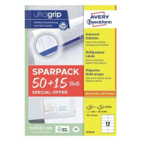 Produktbild för Universaletiketter Avery 105x48 mm, hvid med Ultragrip + 30%...