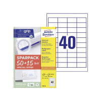 Produktbild för Universaletiketter Avery 48,5x25,4 mm, hvid med Ultragrip +...
