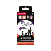 Produktbild för Uni Chalk marker-set Halloween med 4 st PWE-5M (vit, svart,...