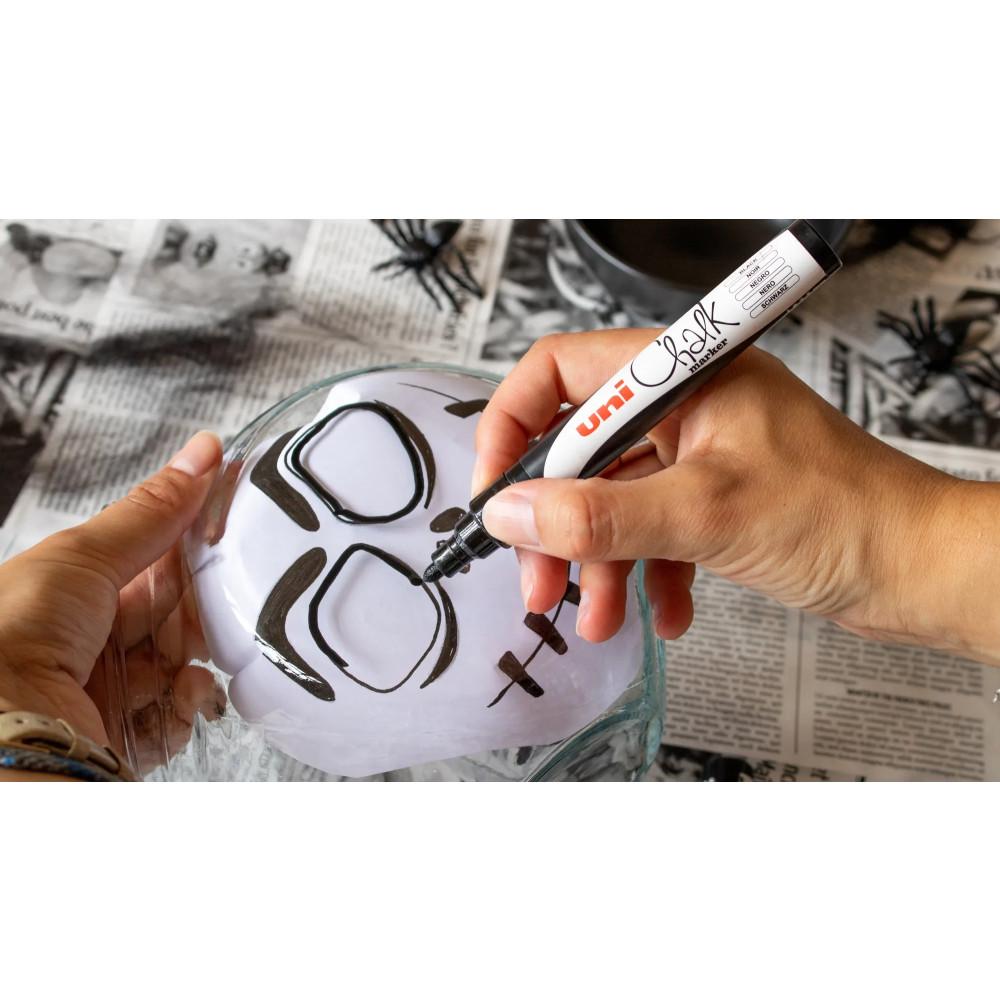 Produktbild för Uni Chalk marker-set Halloween med 4 st PWE-5M (vit, svart,...