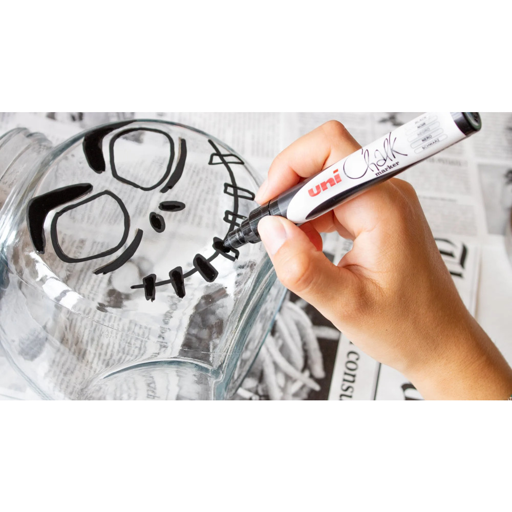 Produktbild för Uni Chalk marker-set Halloween med 4 st PWE-5M (vit, svart,...
