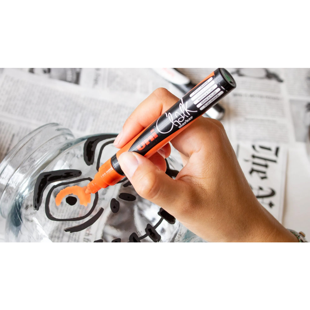 Produktbild för Uni Chalk marker-set Halloween med 4 st PWE-5M (vit, svart,...