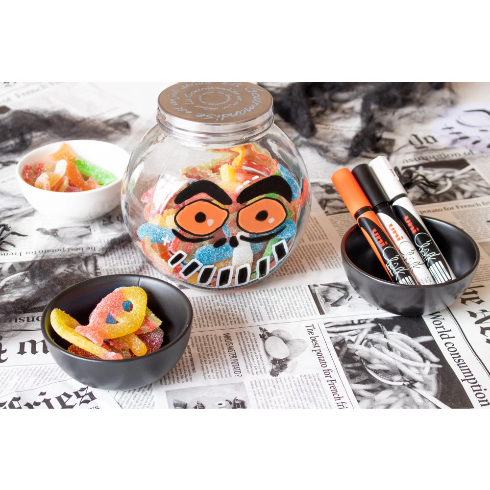 Produktbild för Uni Chalk marker-set Halloween med 4 st PWE-5M (vit, svart,...
