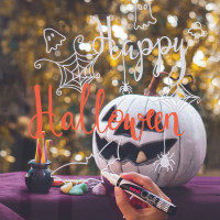 Produktbild för Uni Chalk marker-set Halloween med 4 st PWE-5M (vit, svart,...