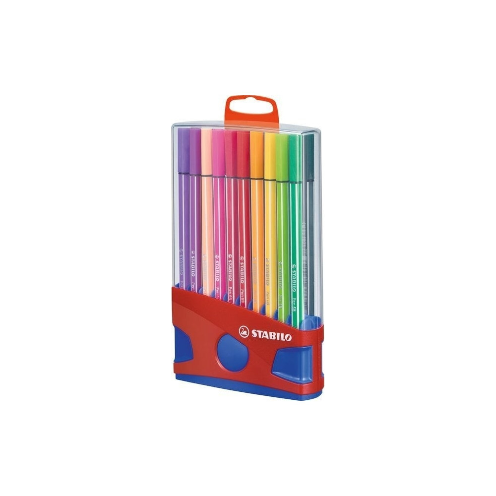 Produktbild för STABILO Pen 68, 20 färger, Multifärg, Rundad spets, 1 mm, Mu...