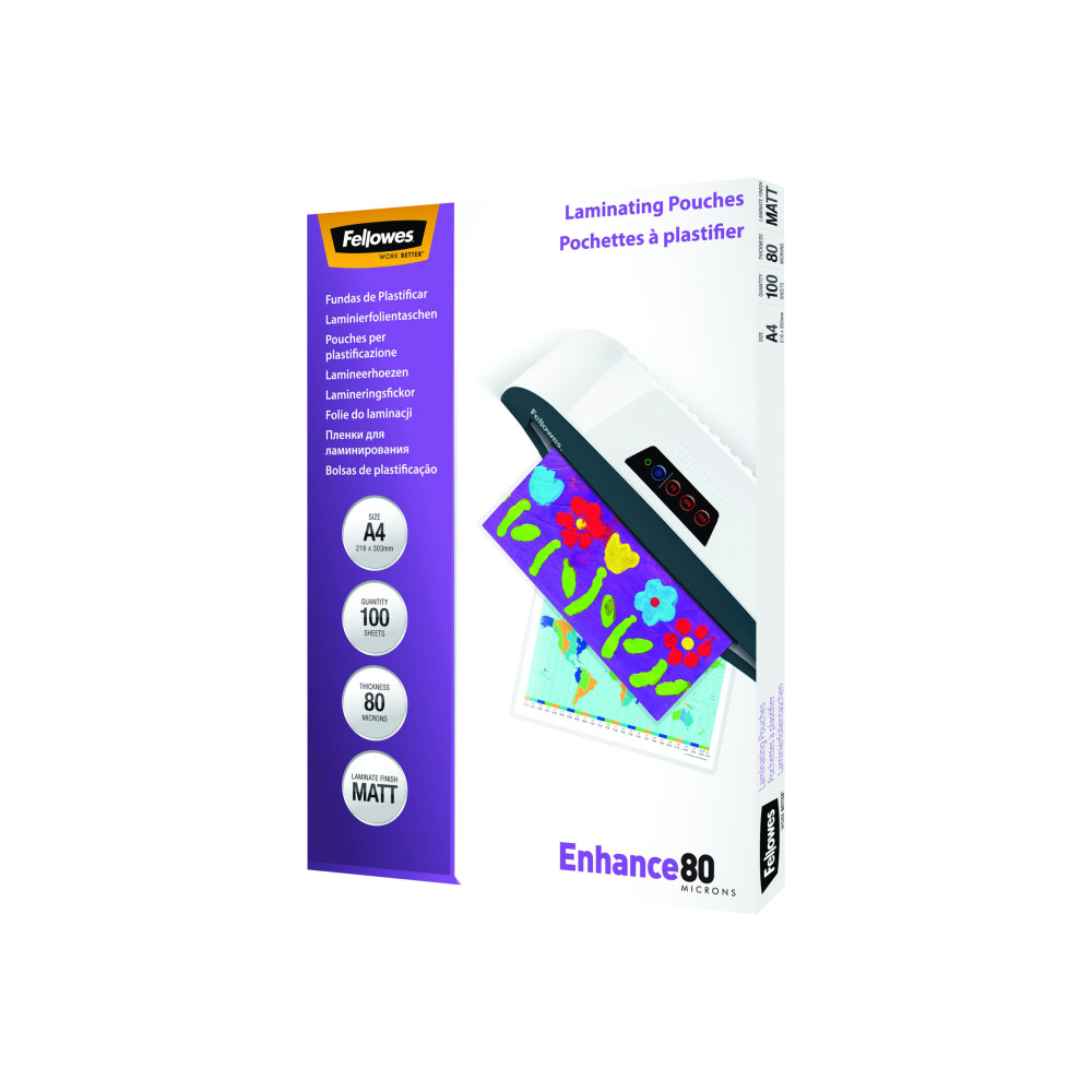 Produktbild för Fellowes - 100-pack - matt - A4 - lamineringsfickor