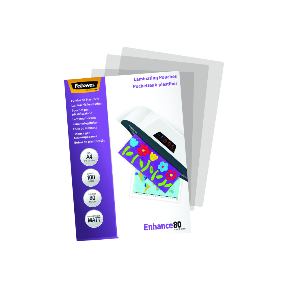 Produktbild för Fellowes - 100-pack - matt - A4 - lamineringsfickor