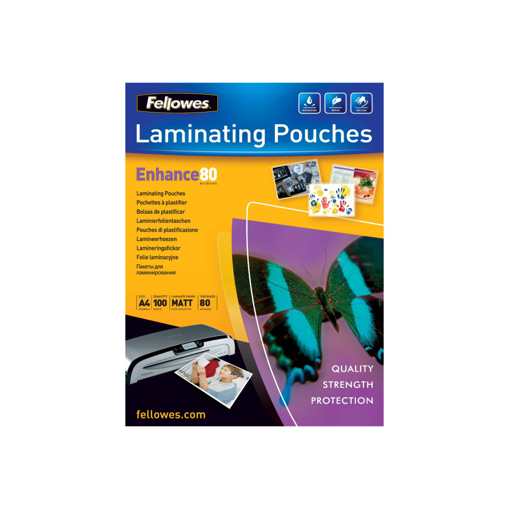 Produktbild för Fellowes Laminating Pouches Enhance 80 micron - 100-pack - matt - A3 - lamineringsfickor