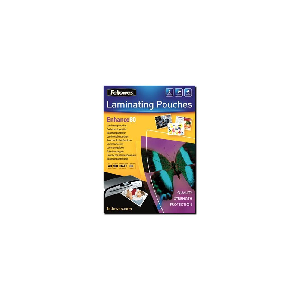 Produktbild för Fellowes Laminating Pouches Enhance 80 micron - 100-pack - matt - A3 - lamineringsfickor