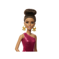 Produktbild för Barbie -tävlingsdansardocka med brunt uppsatt hår och danstr...