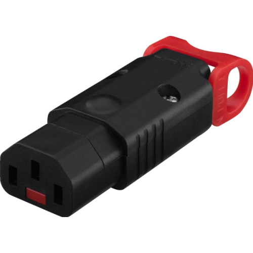 Monacor AAC-170J/IEC 3-polig IEC inline-jack, IEC LOCK, med jordkont...
