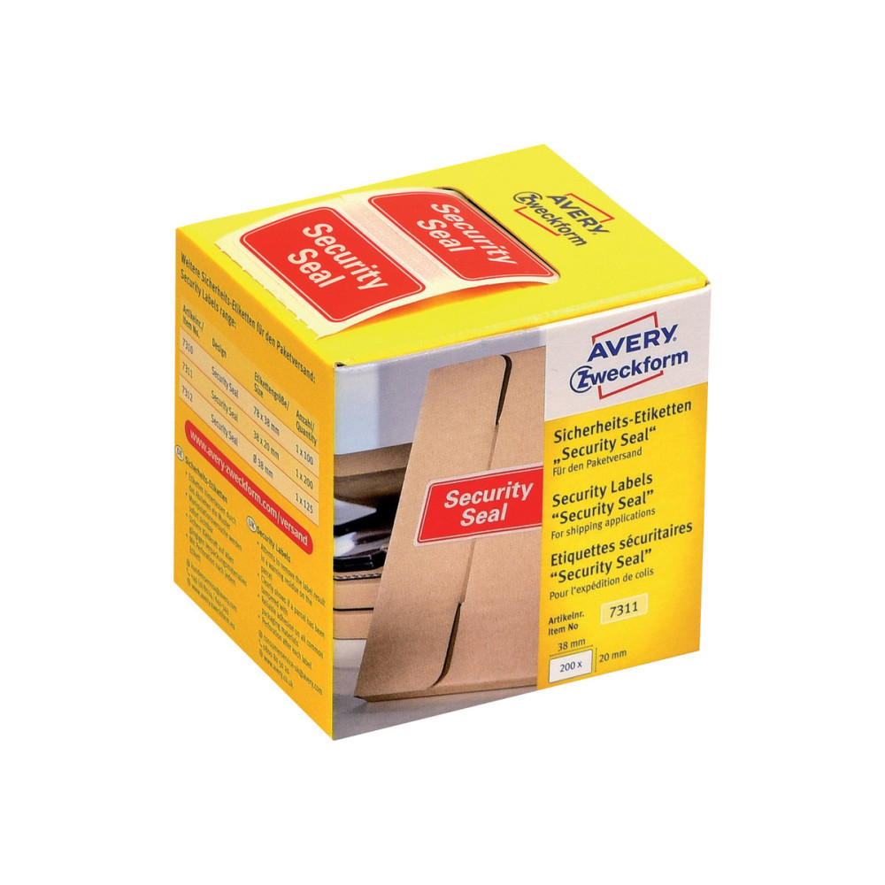 Produktbild för Avery Zweckform - leveransetikett - 38 x 20 mm - röd - folie - 1 rulle (rullar)