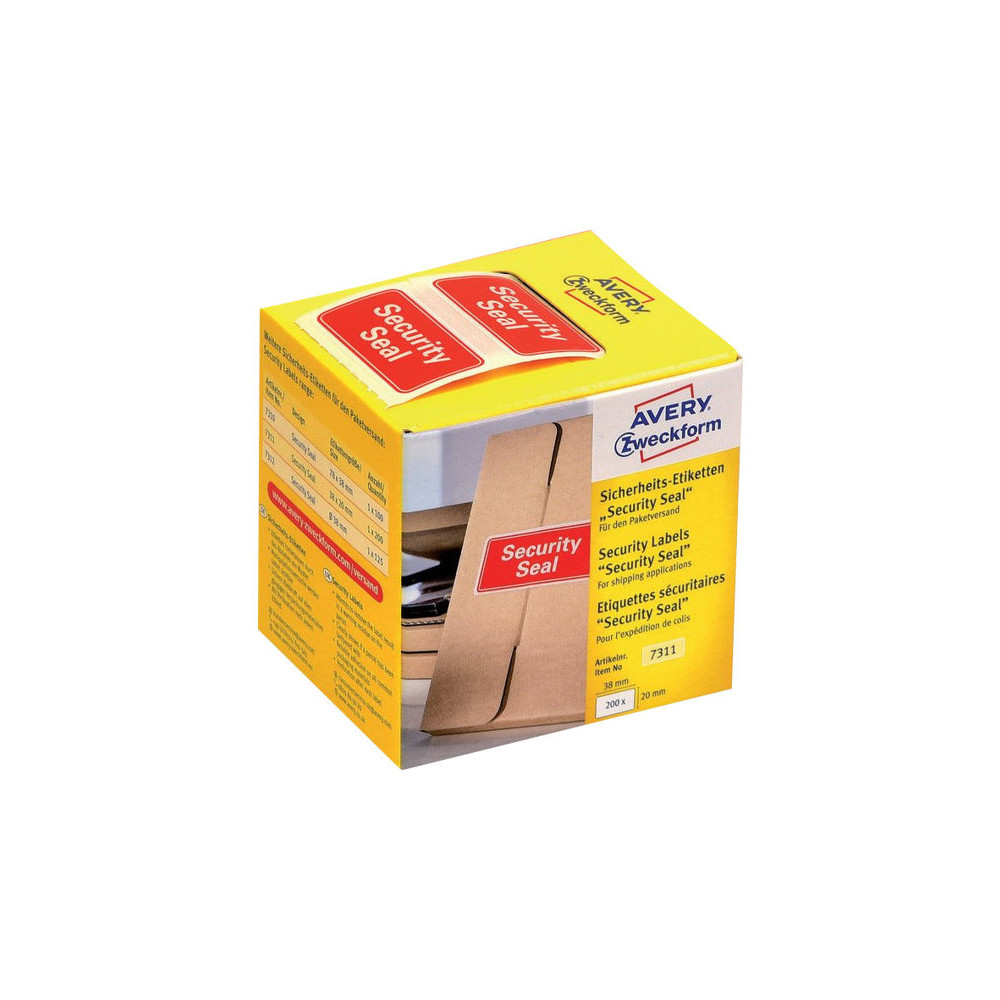 Produktbild för Avery Zweckform - leveransetikett - 38 x 20 mm - röd - folie - 1 rulle (rullar)