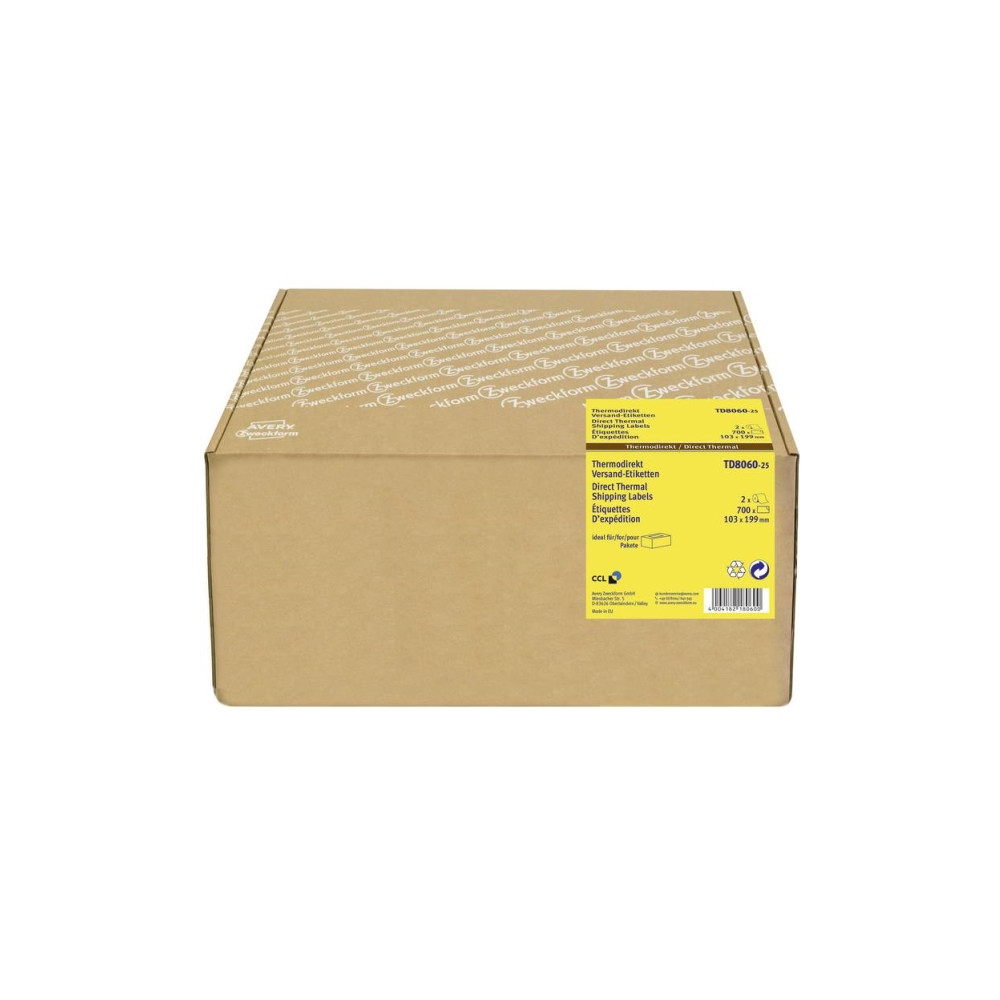 Produktbild för Avery TD8060-25, Vit, Självhäftande skrivaretikett, papper,...