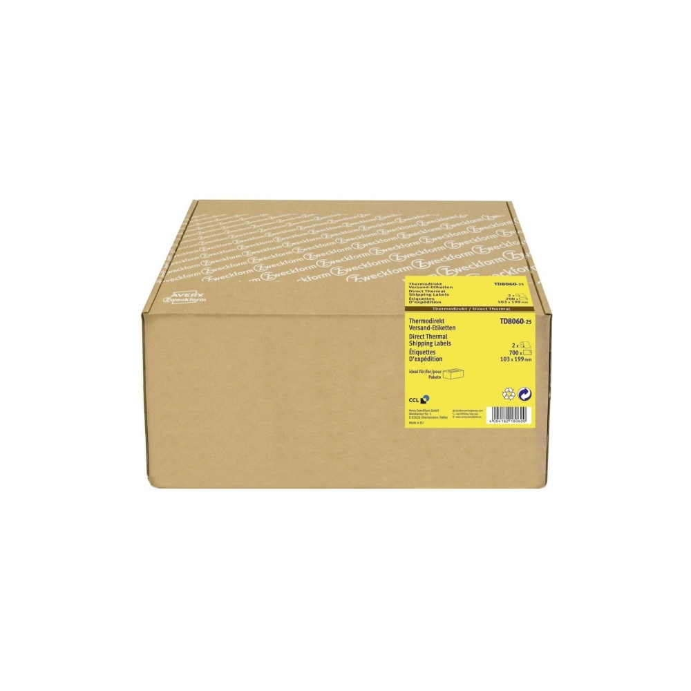 Produktbild för Avery TD8060-25, Vit, Självhäftande skrivaretikett, papper,...
