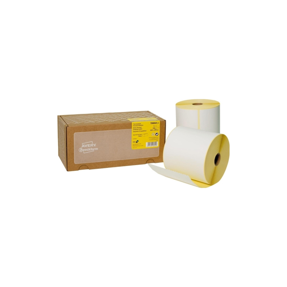 Produktbild för Avery TD8060-25, Vit, Självhäftande skrivaretikett, papper,...