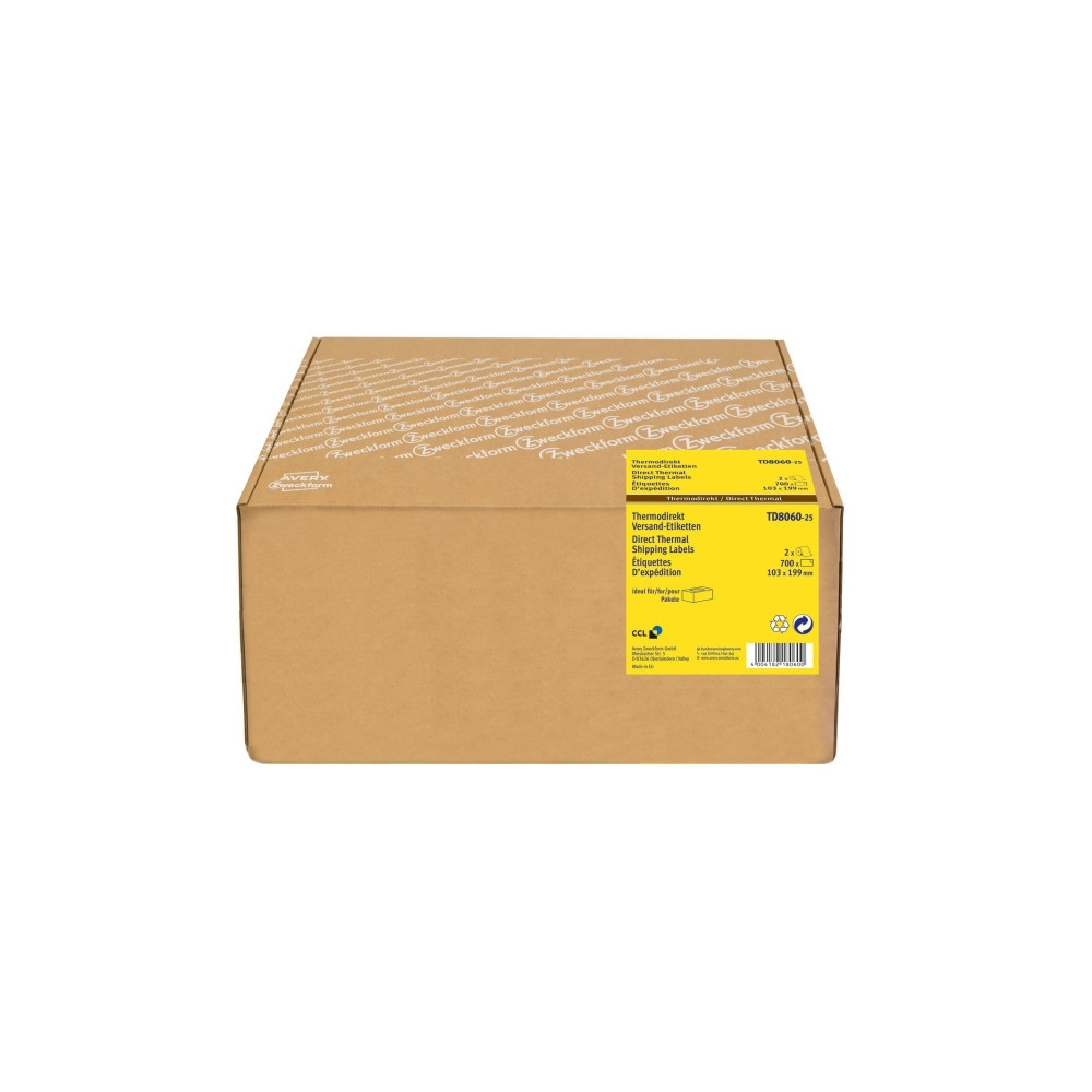 Produktbild för Avery TD8060-25, Vit, Självhäftande skrivaretikett, papper,...