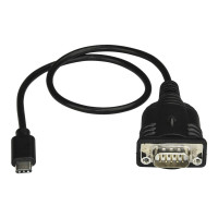 Produktbild för StarTech.com USB C till seriell kabeladapter 40 cm - USB Type C till RS232-konverterarkabel (DB9) - Seriell USB-C-kabel för PLC, skannrar, skrivare - hane/hane - Windows/Mac/Linux - USB / seriell kabel - DB-9 till USB-C - 40 cm