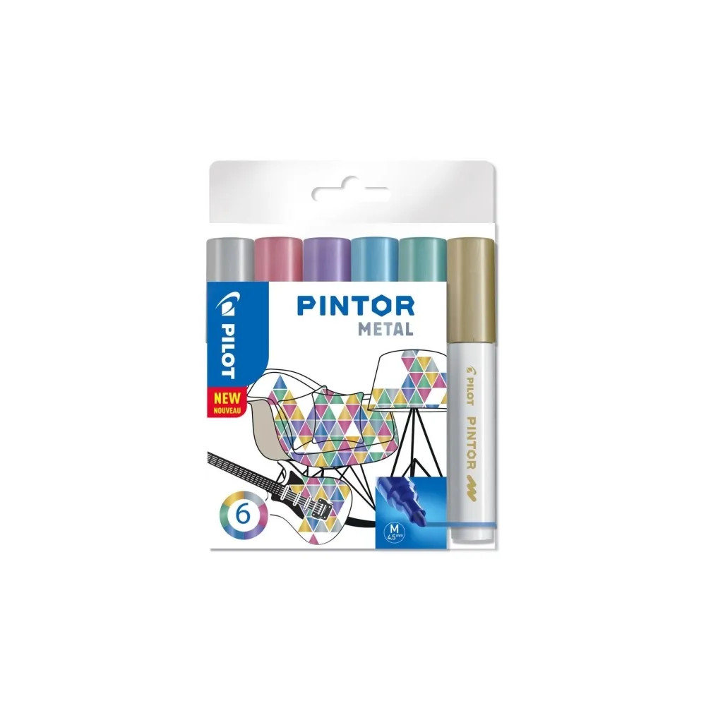 Produktbild för Marker Pilot Pintor Metal Mix Medium 1,4 mm med 6 stk. ass....