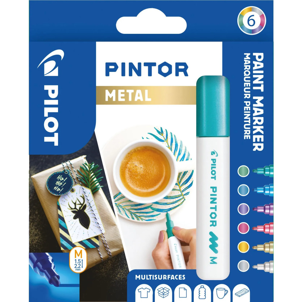 Produktbild för Marker Pilot Pintor Metal Mix Medium 1,4 mm med 6 stk. ass....