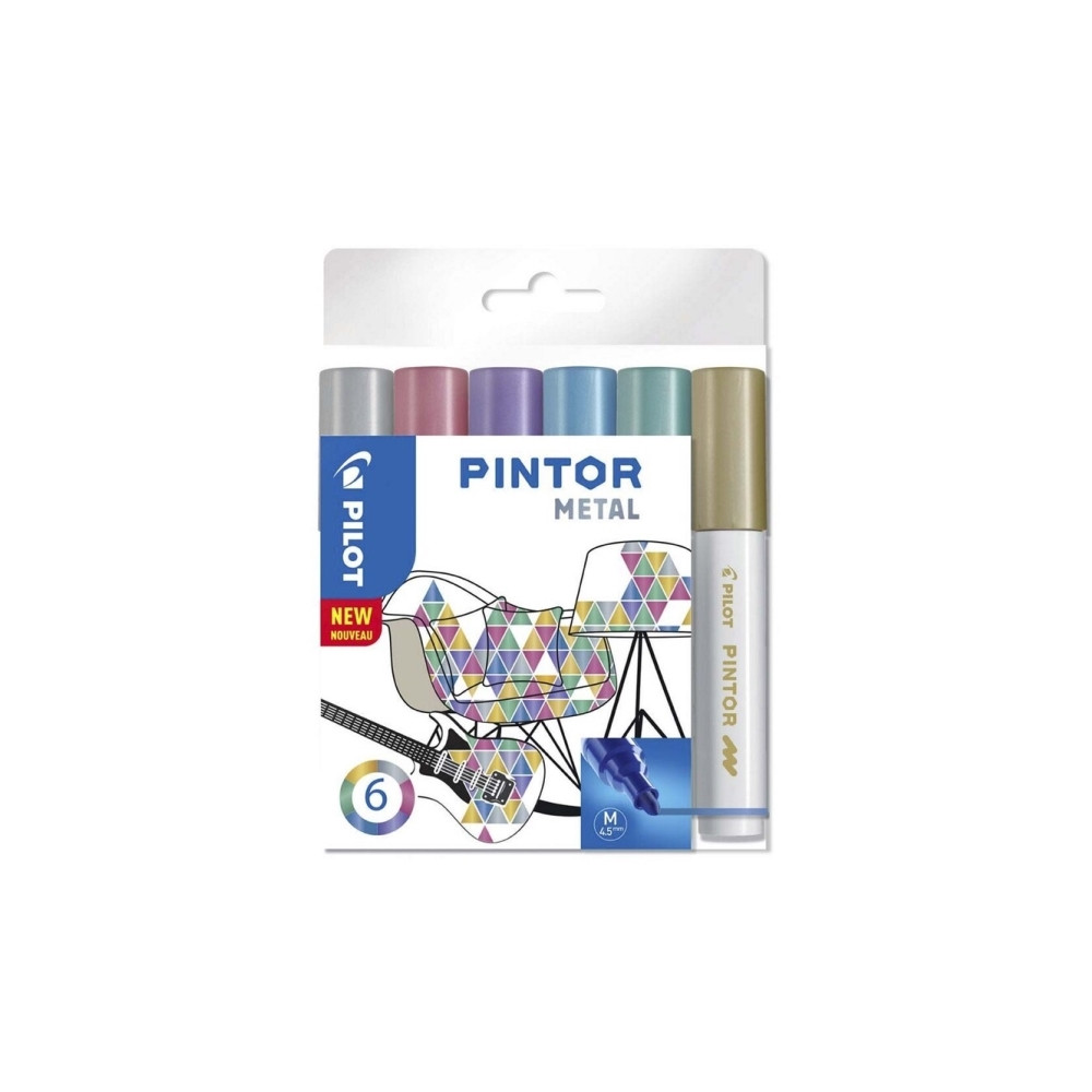 Produktbild för Marker Pilot Pintor Metal Mix Medium 1,4 mm med 6 stk. ass....