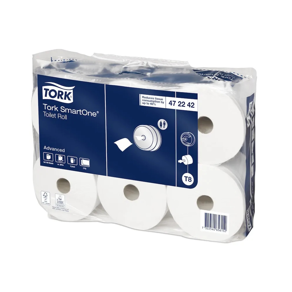 Produktbild för Tork Advanced T8 - toalettpapper - 1150 ark - rulle - 207 m - vit