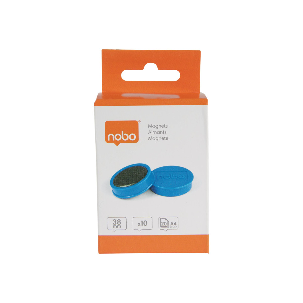 Produktbild för Nobo magnet - 3,8 cm diameter - blå (paket om 10)