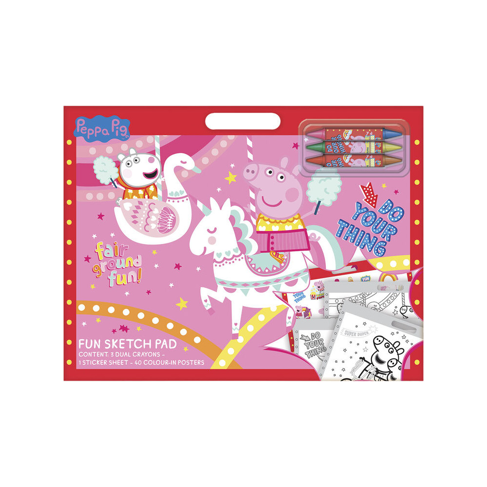Produktbild för Peppa Pig Fun Artist-skrubb med 3 kritor & klistermärkessida