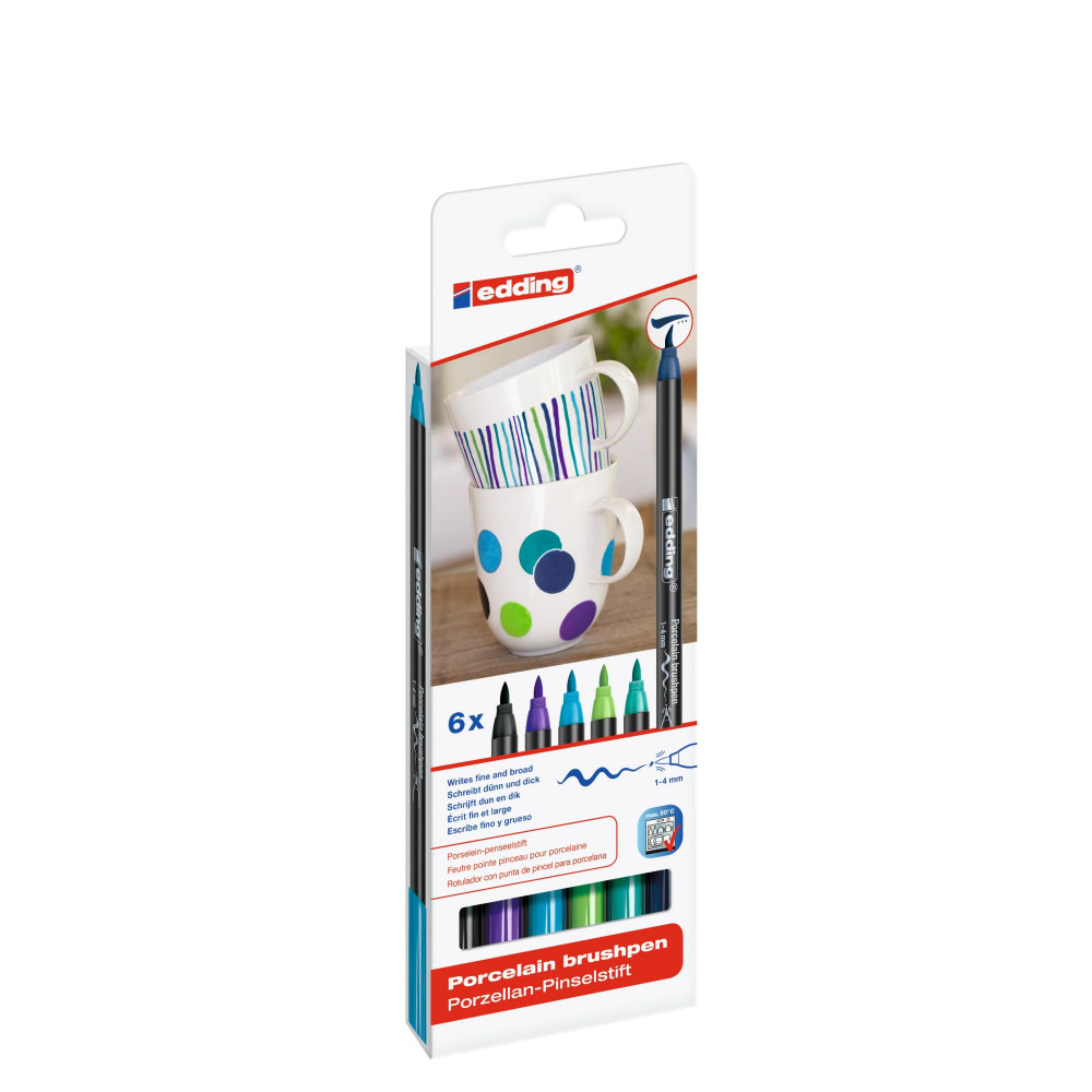 Produktbild för Edding 4200 Porslinspensel Cool Colours