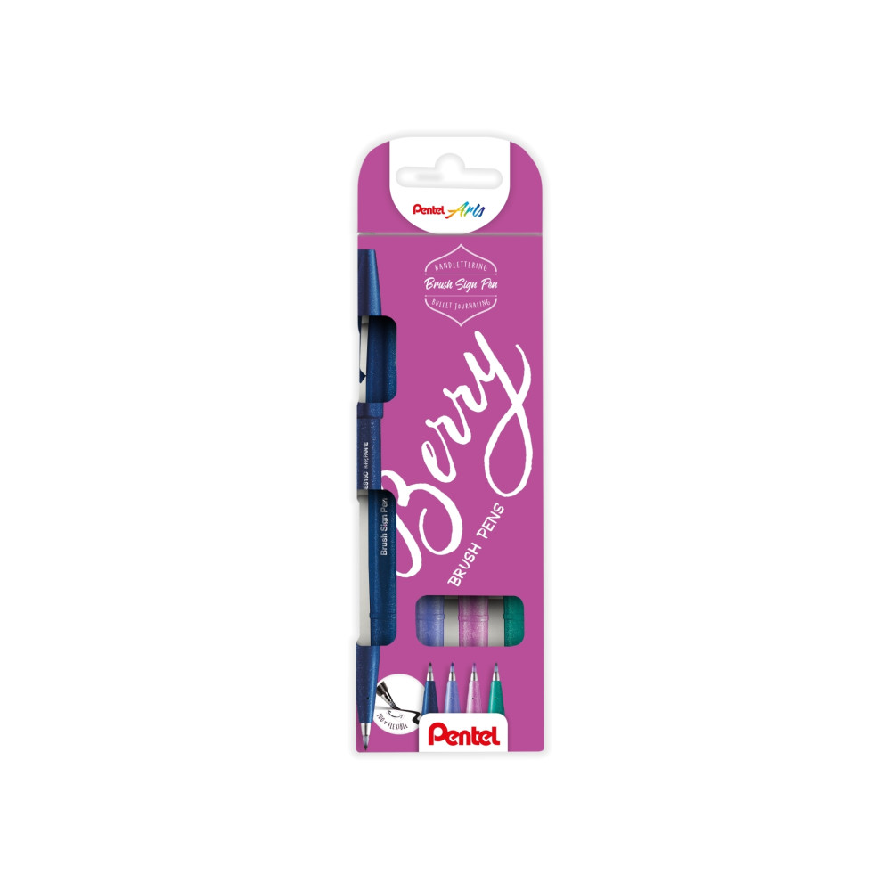 Produktbild för Fineliner Pentel SES15B-4 Brush Sign Pen BERRY