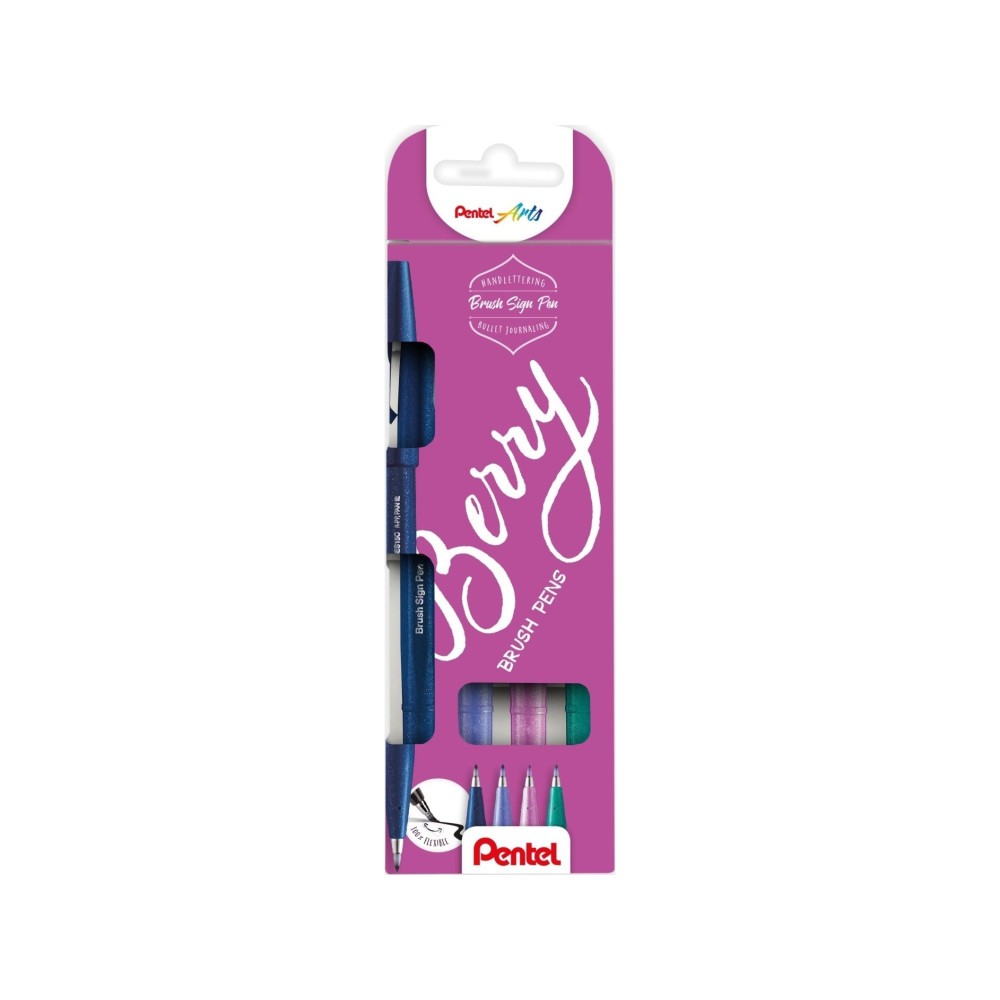Produktbild för Fineliner Pentel SES15B-4 Brush Sign Pen BERRY
