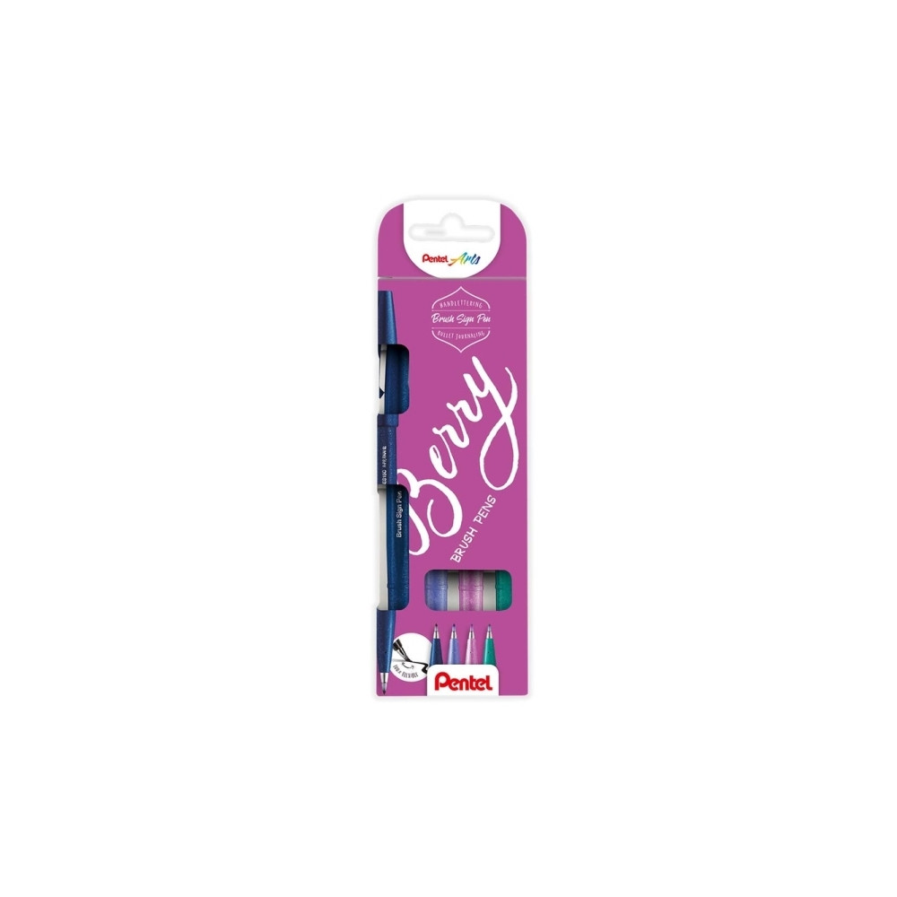 Produktbild för Fineliner Pentel SES15B-4 Brush Sign Pen BERRY