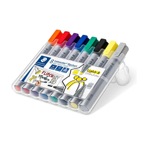 STAEDTLER STAEDTLER Lumocolor 356 - markering - svart, röd, blå, grön, gul, orange, grå, mörklila (paket om 8)