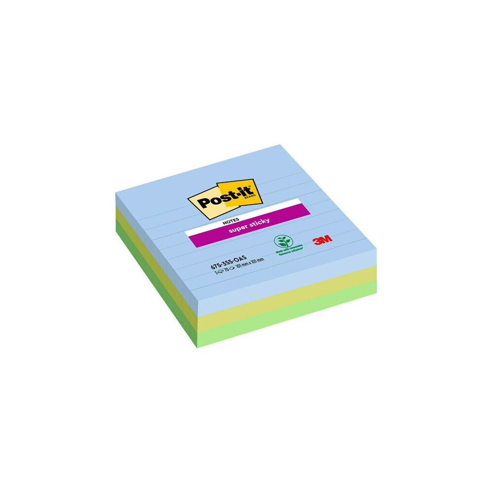 Produktbild för Post-It Super Sticky Notes Oasis, 101 x 101 mm, pakke a 6 st...
