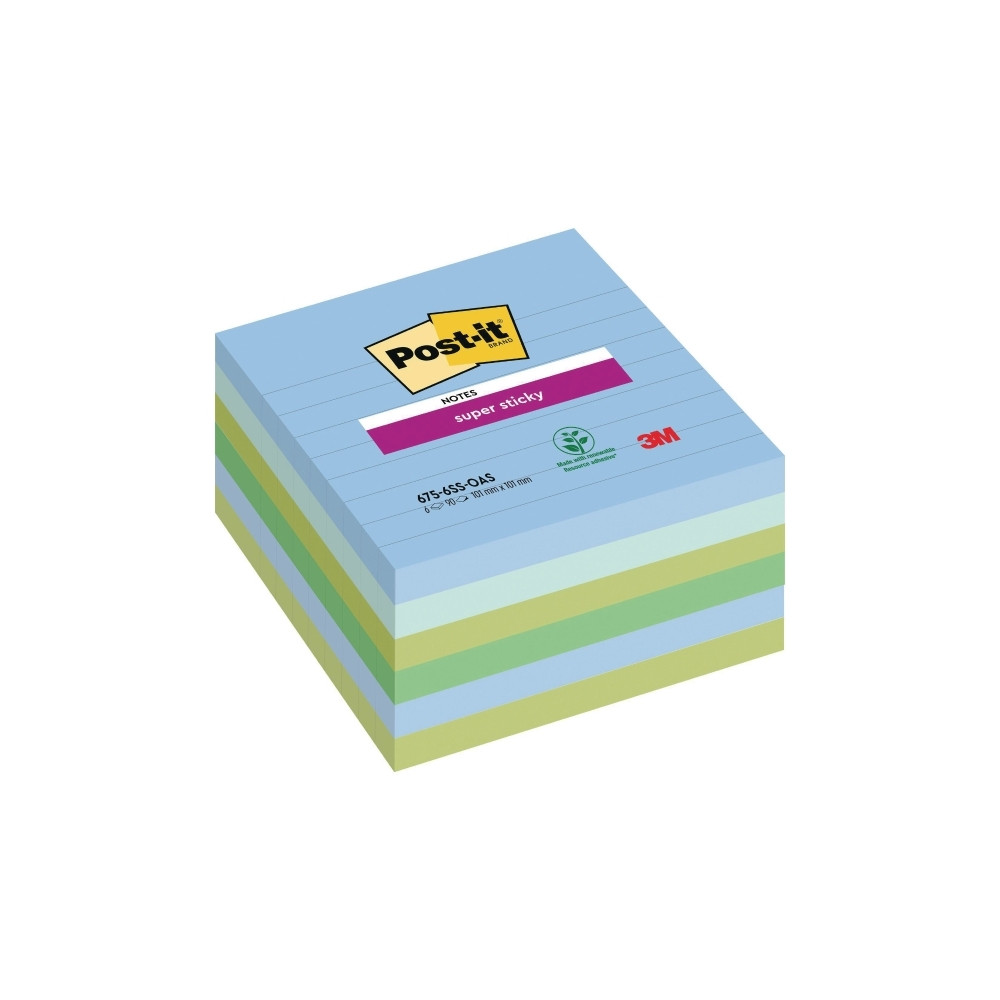 Produktbild för Post-It Super Sticky Notes Oasis, 101 x 101 mm, pakke a 6 st...