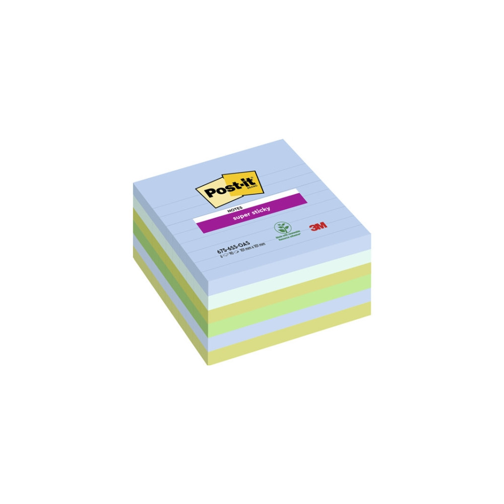Produktbild för Post-It Super Sticky Notes Oasis, 101 x 101 mm, pakke a 6 st...
