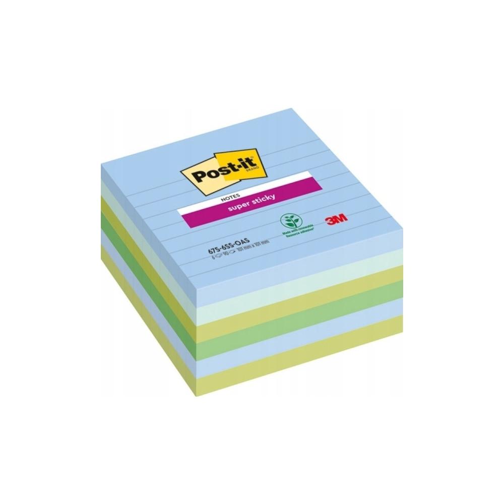 Produktbild för Post-It Super Sticky Notes Oasis, 101 x 101 mm, pakke a 6 st...