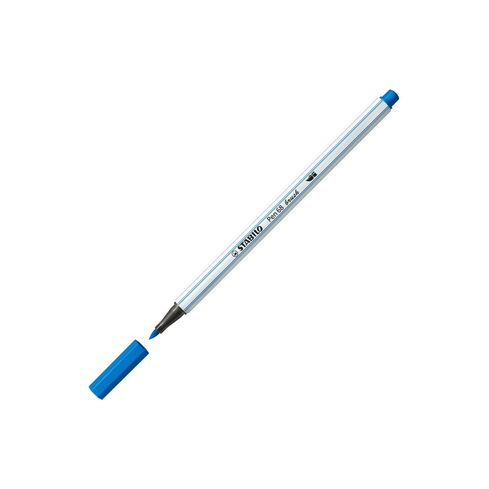 Produktbild för STABILO Pen 68 Brush ARTY - fiberspetspenna - blå, blågrön, brun, mörkröd, gul, yellow red, grön jord, grön, ljusblå, ljusgrön, ljusröd, lövgrön, mörklila, medium gray, ocher dark, orange, plommon, pistasch, preussiskt blå, karmosinröd, rosa, roströd, ler