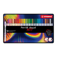 Produktbild för STABILO Pen 68 Brush ARTY - fiberspetspenna - blå, blågrön, brun, mörkröd, gul, yellow red, grön jord, grön, ljusblå, ljusgrön, ljusröd, lövgrön, mörklila, medium gray, ocher dark, orange, plommon, pistasch, preussiskt blå, karmosinröd, rosa, roströd, ler